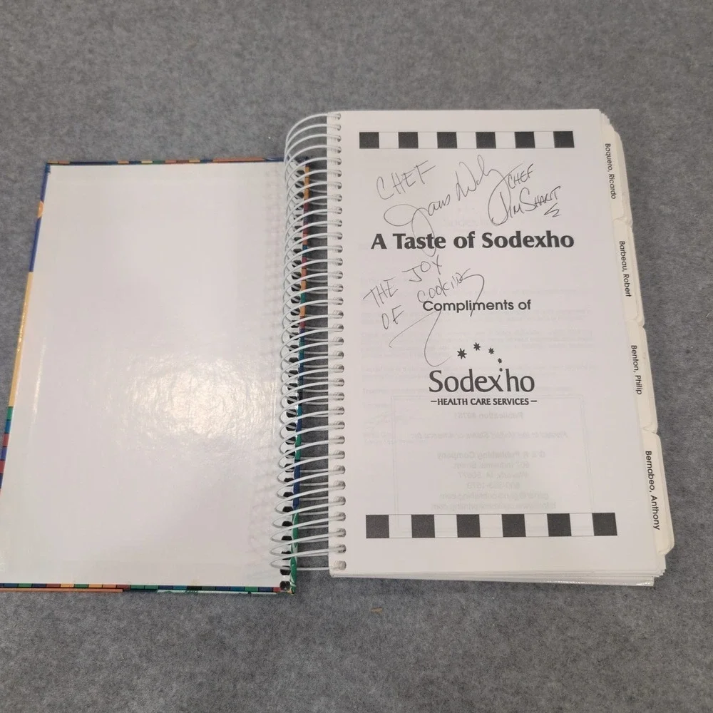 A Taste of Sodexho‎ Health Care Services Spiral Cookbook Signed by Chefs